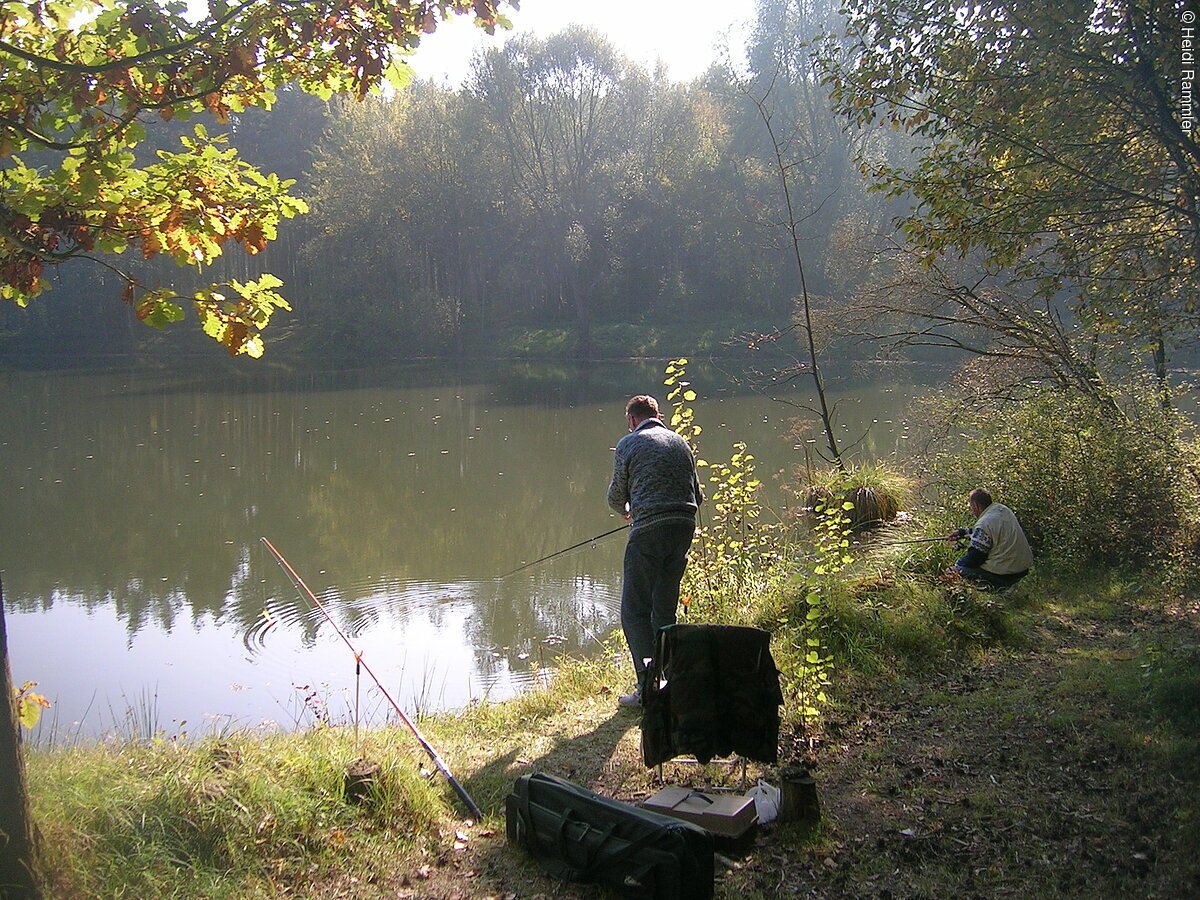 Angler am Kraus-Tröster Weiher bei Absberg